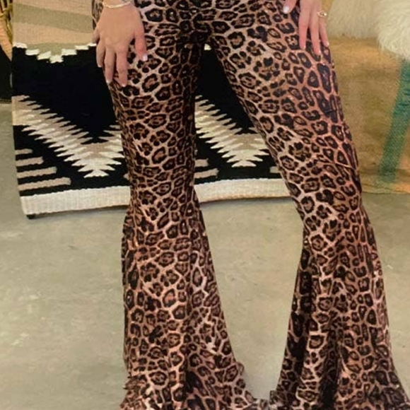 Crazy Train Denim - Leopard Print Flared Pants Size XL ...NWOT. Never Worn.